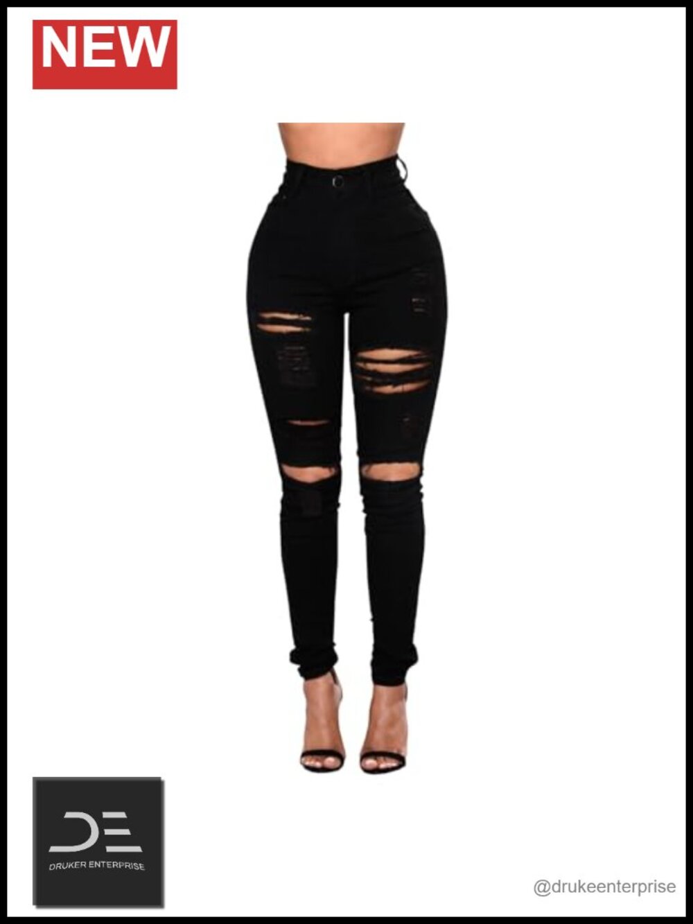 High Waisted Stretch Skinny Ripped Jeans Distressed Denim Pants Slim Fit Butt